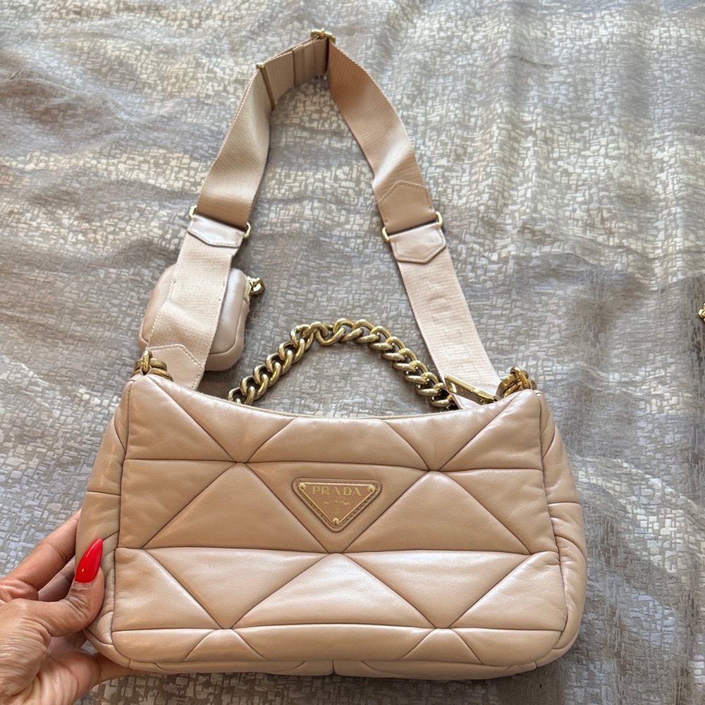 Prada Nappa Triangle Quilted Leather Patchwork Sy… - image 1